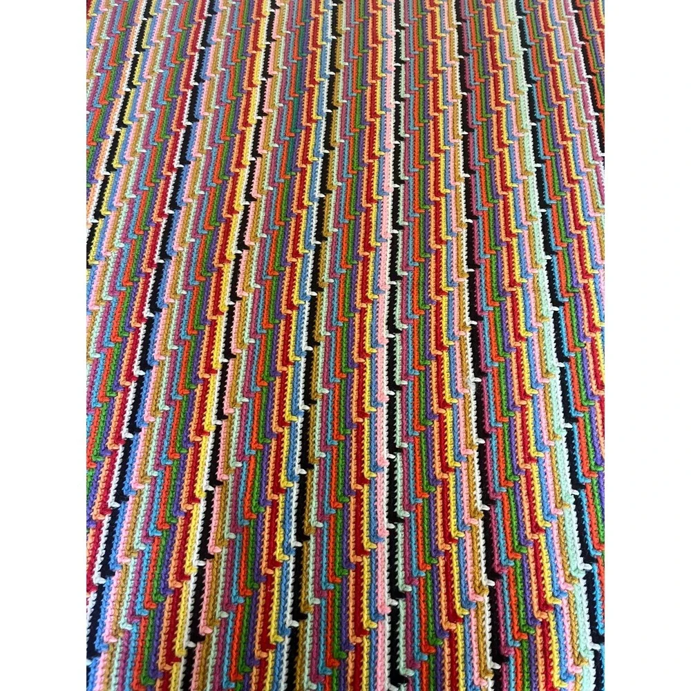 Vtg Throw Blanket Rectangle Colorful Yarn Crochet 72